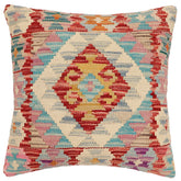 handmade Traditional Pillow Red Blue Hand-Woven SQUARE 100% WOOL Hand woven turkish pillow2' x 2'
